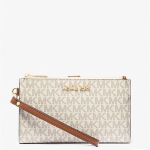 Michael Kors Beige / Vanilla Monogram Wristlet Wallet